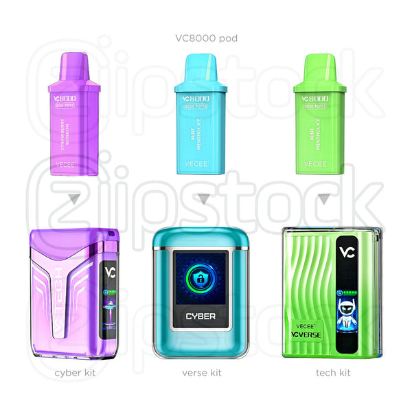 VECEE VC8000 Vape by YoCan | Cyber, Tech & Verse Kit Zistock VECEE VC8000 Vape by YoCan | Cyber, Tech & Verse Kit Zistock